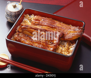 Japanischen Stil gegrillten Aal Reisschüssel Stockfoto