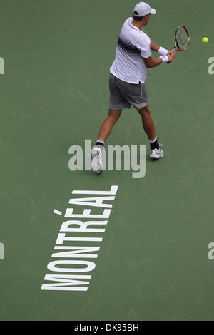 10. August 2011 - Montreal, Quebec, Kanada - Vasek Pospisil in Spielaktion in der zweiten Runde des Rogers Cup Tennis bei Stade Uniprix in Montreal, Kanada. Federer gewann in zwei Sätzen 7-5, 6-3..Mandatory Credit: Philippe Champoux / Southcreek Global (Credit-Bild: © Phillippe Champoux/Southcreek Global/ZUMAPRESS.com) Stockfoto