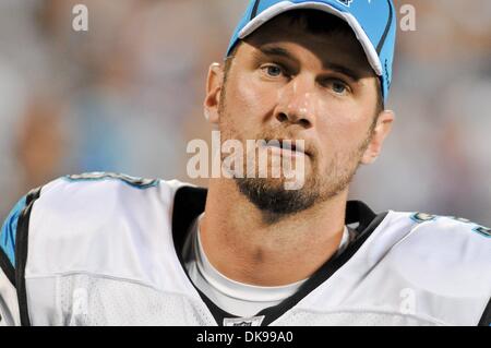 13. August 2011 - Charlotte, North Carolina, USA - Carolina Panthers quarterback Derek Anderson #3 während der Vorsaison Spiel. Panthers besiegen die Riesen 20-10 bei der Bank of America Stadium in Charlotte, North Carolina. (Kredit-Bild: © Anthony Barham/Southcreek Global/ZUMAPRESS.com) Stockfoto