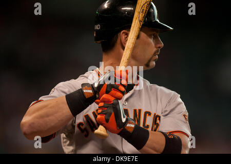 19. August 2011 - Houston, Texas, USA - San Francisco von Aaron Rowand (33) gegen die Astros Wimper. Astros besiegte die Riesen 6-0 im Minute Maid Park in Houston, Texas. (Kredit-Bild: © Juan DeLeon/Southcreek Global/ZUMAPRESS.com) Stockfoto