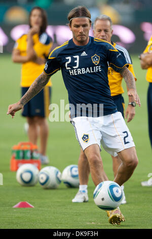 20. August 2011 - Carson, Kalifornien, USA - Los Angeles Galaxy Mittelfeldspieler David Beckham #23 vor der Major League Soccer-Spiel zwischen den San José Earthquakes und die Los Angeles Galaxy im Home Depot Center. Die Galaxie fuhr fort, um die Erdbeben mit einem Endstand von 2: 0 zu besiegen. (Kredit-Bild: © Brandon Parry/Southcreek Global/ZUMAPRESS.com) Stockfoto