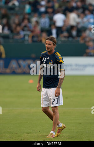 20. August 2011 - Carson, Kalifornien, USA - Los Angeles Galaxy Mittelfeldspieler David Beckham #23 vor der Major League Soccer-Spiel zwischen den San José Earthquakes und die Los Angeles Galaxy im Home Depot Center. Die Galaxie fuhr fort, um die Erdbeben mit einem Endstand von 2: 0 zu besiegen. (Kredit-Bild: © Brandon Parry/Southcreek Global/ZUMAPRESS.com) Stockfoto