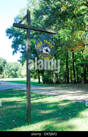 Natchez Trace Parkway aus Natchez, Mississippi nach Nashville, Tennessee Spuren der historischen alten Natchez Trace Stockfoto