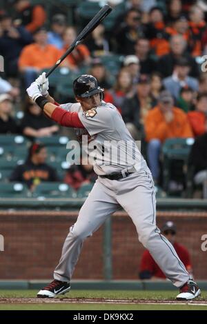 26. August 2011 - San Francisco, Kalifornien, USA - Houston Astros linker Feldspieler J.D. Martinez (14) at bat während der MLB-Spiel zwischen den San Francisco Giants und Houston Astros. Die San Francisco Giants gewinnen das Spiel 2-1. (Kredit-Bild: © Dinno Kovic/Southcreek Global/ZUMAPRESS.com) Stockfoto