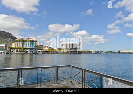 Caudan Waterfront mit Restaurants, Bars und beliebte Wahrzeichen, Port Louis, Mauritius. Stockfoto
