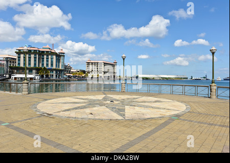 Caudan Waterfront mit Restaurants, Bars und beliebte Wahrzeichen, Port Louis, Mauritius. Stockfoto
