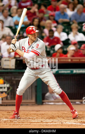 12. September 2011 - Houston, Texas, USA - Philadelphia Phillies Recht Fielder Hunter Pence (3) at bat gegen die Houston Astros. Houston Astros besiegten die Philadelphia Phillies 5-1 im Minute Maid Park in Houston Texas. (Kredit-Bild: © Juan DeLeon/Southcreek Global/ZUMAPRESS.com) Stockfoto