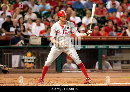12. September 2011 - Houston, Texas, USA - Philadelphia Phillies Recht Fielder Hunter Pence (3) at bat gegen die Houston Astros. Houston Astros besiegten die Philadelphia Phillies 5-1 im Minute Maid Park in Houston Texas. (Kredit-Bild: © Juan DeLeon/Southcreek Global/ZUMAPRESS.com) Stockfoto