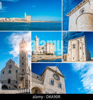 Collage-Fotomontage der berühmten Kathedrale von Trani, Apulien Stockfoto