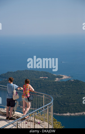 Dubrovnik, Kroatien. Blick von der Seilbahn entfernt, Blick auf die Insel Lokrum Stockfoto