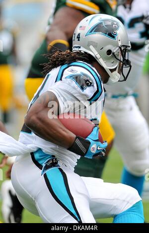 18. September 2011 - Charlotte, North Carolina, USA - Carolina Panthers Runningback DeAngelo Williams (34). Packers besiegen die Panthers 30-23 bei der Bank of America Stadium in Charlotte, North Carolina. (Kredit-Bild: © Anthony Barham/Southcreek Global/ZUMAPRESS.com) Stockfoto