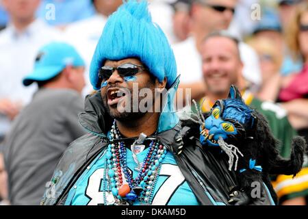 18. September 2011 - Charlotte, North Carolina, USA - feiert Panthers Ventilator im heutigen Spiel... Packers besiegen die Panthers 30-23 bei der Bank of America Stadium in Charlotte, North Carolina. (Kredit-Bild: © Anthony Barham/Southcreek Global/ZUMAPRESS.com) Stockfoto