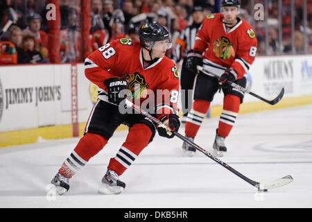 Sep 28, 2011 - Chicago, Illinois, USA - Chicago rechten Flügel Patrick Kane (88) während des NHL-Vorsaison-Spiels zwischen den Chicago Blackhawks und den Detroit Red Wings im United Center in Chicago, IL. Die Blackhawks besiegt die Red Wings 4-3. (Kredit-Bild: © John Rowland/Southcreek Global/ZUMAPRESS.com) Stockfoto