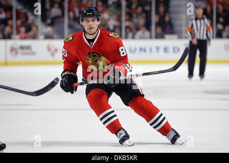 Sep 28, 2011 - Chicago, Illinois, USA - Chicago center Rostislav Olesz (85), während die NHL-Vorsaison-Spiel zwischen den Chicago Blackhawks und den Detroit Red Wings im United Center in Chicago, IL. Die Blackhawks besiegt die Red Wings 4-3. (Kredit-Bild: © John Rowland/Southcreek Global/ZUMAPRESS.com) Stockfoto