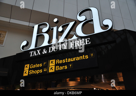 Biza Duty Free Shop am Flughafen Manchester, UK Stockfoto