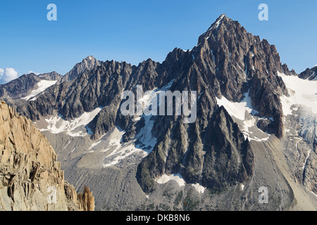 Aiguille du Chardonnet von Grands Montets in den französischen Alpen. Stockfoto