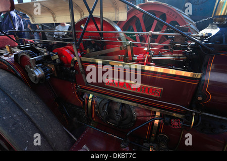 Maschinen und beweglichen Teile auf Zugmaschine "Galanthus" bei einer Dampf-Kundgebung in Heacham, Norfolk, Großbritannien. Stockfoto