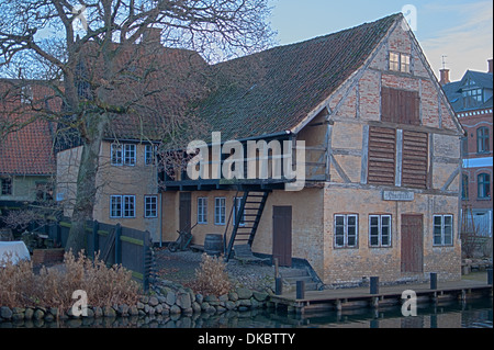 Haus von der Stadt Randers, jetzt genannt Den Gamle By, in Aarhus in Dänemark Open Air Museum Stockfoto