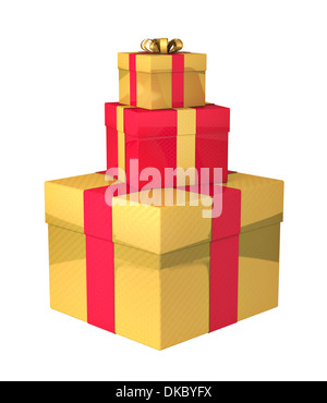 Geschenk-Boxen - isoliert auf weißem Hintergrund Stockfoto