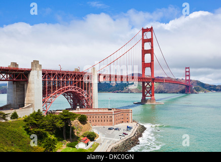 San Francisco Tag Golden Gate Bridge verbindet die Stadt mit Marin County von Fort Point City of San Francisco Kalifornien USA Stockfoto