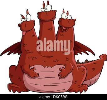 Ein Drache mit drei Köpfen Vektor-illustration Stock Vektor
