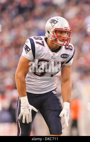 16. Oktober 2011 - Foxborough, Massachusetts, USA - New England Patriots TE Rob Gronkowski (87). Die New England Patriots besiegen die Dallas Cowboys 20 - 16 im Gillette Stadium. (Bild Kredit: Geoff Bolte/Southcreek/ZUMAPRESS.com ©) Stockfoto