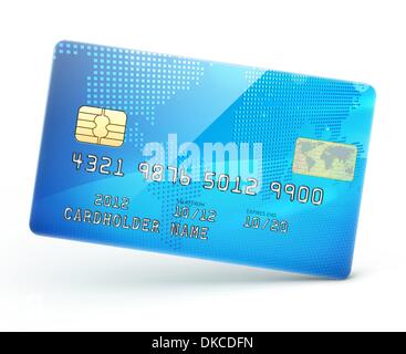 Vektor-Illustration von detailliertes glänzend blaue Kreditkarte isoliert auf weißem Hintergrund Stock Vektor