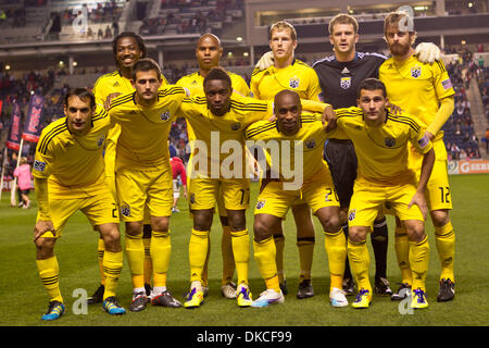 22. Oktober 2011 - Bridgeview, Illinois, USA - Columbus Crew Mannschaftsfoto vor dem Start des MLS-Spiel zwischen den Chicago Fire und der Columbus Crew im Toyota Park in Bridgeview, Illinois. Das Feuer besiegte die Mannschaft 3: 2. (Bild Kredit: Geoffrey Siehr/Southcreek/ZUMAPRESS.com ©) Stockfoto