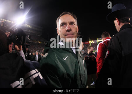 22. Oktober 2011 Kopf - East Lansing, Michigan, Vereinigte Staaten von Amerika - Michigan State Spartans Trainer Mark Dantonio nach dem Sieg über die Wisconsin Badgers im Spartan Stadium. MSU besiegte Wisonsin 37-31. (Kredit-Bild: © Rey Del Rio/Southcreek/ZUMAPRESS.com) Stockfoto