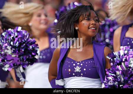 22. Oktober 2011 - Fort Worth, Texas, USA - TCU Horned Frogs Cheerleader während Aktion zwischen New Mexico Lobos und TCU Horned Frogs durchführen.  TCU Niederlagen bei Amon G. Carter Stadium New Mexico 69-0. (Kredit-Bild: © Andrew Dieb/Southcreek/ZUMAPRESS.com) Stockfoto