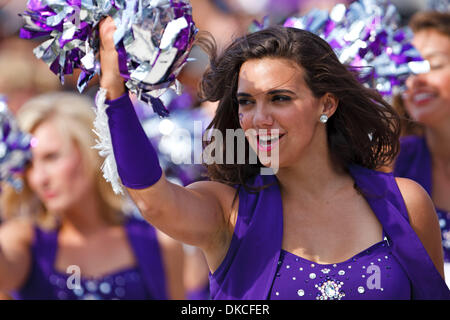 22. Oktober 2011 - Fort Worth, Texas, USA - TCU Horned Frogs Cheerleader während Aktion zwischen New Mexico Lobos und TCU Horned Frogs durchführen.  TCU Niederlagen bei Amon G. Carter Stadium New Mexico 69-0. (Kredit-Bild: © Andrew Dieb/Southcreek/ZUMAPRESS.com) Stockfoto