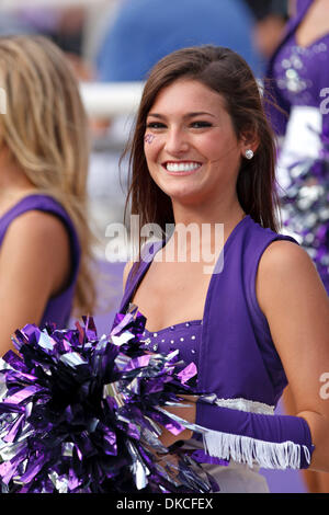 22. Oktober 2011 - Fort Worth, Texas, USA - TCU Horned Frogs Cheerleader während Aktion zwischen New Mexico Lobos und TCU Horned Frogs durchführen.  TCU Niederlagen bei Amon G. Carter Stadium New Mexico 69-0. (Kredit-Bild: © Andrew Dieb/Southcreek/ZUMAPRESS.com) Stockfoto