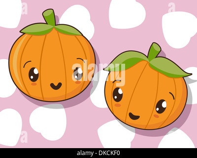 Kawaii Kürbis Symbole für Erntedankfest Stockfoto