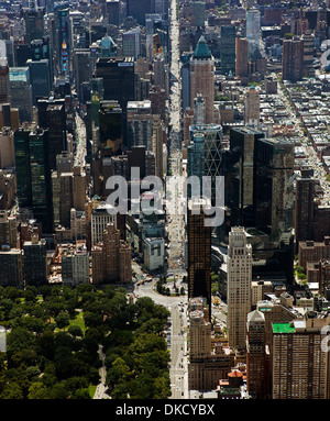Antenne zu fotografieren, Central Park West, Columbus Circle, 8th Avenue, Manhattan, New York City Stockfoto