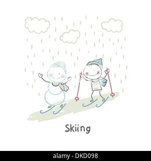 Skifahrer Stock Vektor