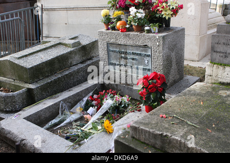 Jim Morrison Grab im Friedhof Père Lachaise Paris Stockfoto