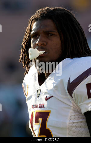 5. November 2011 - Pasadena, Kalifornien, USA - Arizona State Sun Devils Wide Receiver George Bell #13 vor dem NCAA Football-Spiel zwischen den Arizona State Sun Devils und die UCLA Bruins in der Rose Bowl. (Bild Kredit: Brandon Parry/Southcreek/ZUMAPRESS.com ©) Stockfoto