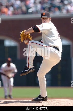 22. April 2007 - San Francisco, CA, USA - Riesen ab Krug MATT CAIN aufgeschlagen ein komplettes Spiel halten die Diamondbacks, 3 Treffer und man während ihres Spiels Sonntag, 22. April 2007, im AT&T Park in San Francisco, Kalifornien    Die Giants gewann das Spiel 2: 1.   (Kredit-Bild: © Bob Pepping/Contra Costa Times / ZUMA Press) Einschränkungen: USA Boulevardpresse Rechte heraus! Stockfoto