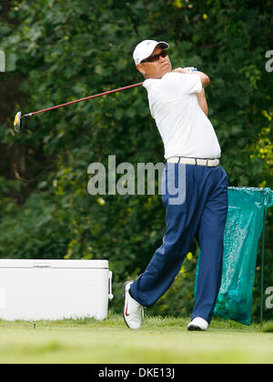 3. Juli 2007 - Bethesda, MD, USA - NOTAH BEGAY während einer Praxis runden für die AT&T nationale PGA-Turnier im Congressional Country Club in Bethesda.  Begay praktiziert am Dienstag mit ehemaligen Teamkollegen in Stanford Tiger Woods. (Kredit-Bild: © James Berglie/ZUMA Press) Stockfoto