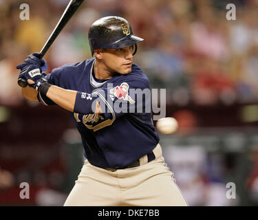 13. Juli 2007: San Diego Padres zweiter Basisspieler Marcus Giles zu bat gegen die Arizona Diamondbacks im Chase Field in Phoenix, Arizona. Die Diamondbacks besiegte die Padres 8-3 (Credit-Bild: © Max Simbron/Cal Sport Media) Stockfoto