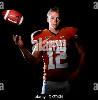 9. Juli 2009 - AUSTIN, TEXAS, USA - für Sport - Portrait of Texas quarterback Colt McCoy Dienstag, 14. Juli 2009 in Austin, Tx. (Credit-Bild: © San Antonio Express-News/ZUMApress.com) Stockfoto