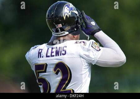 11. August 2009: Baltimore Ravens Linebacker Ray Lewis bei den Baltimore Ravens 2009 Trainingslager am Mc Daniels College in Westminster, Maryland (Credit-Bild: © Southcreek Global/ZUMApress.com) Stockfoto