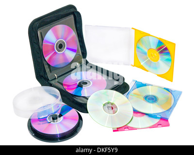 Geldbörse für DVD und CD Laufwerke auf einem weißen Hintergrund Stockfoto