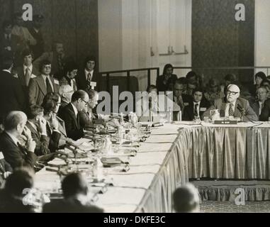 Sep 27, 1974 - Washington, District Of Columbia, USA - GEORGE MEANY, Präsident der AFL-CIO, spricht mit dem Panel auf Arbeit im Festsaal des Washington Hilton Hotel. (Kredit-Bild: © KEYSTONE Pictures/ZUMAPRESS.com) Stockfoto