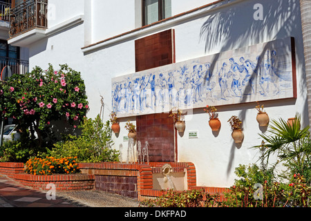 Fliesen Sie-Bild am Haus Wand, Benalmádena, Andalusien, Spanien Stockfoto