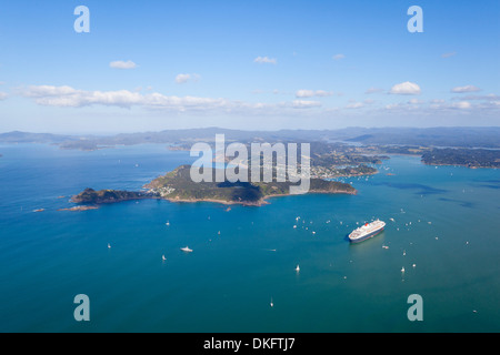 Queen Mary II besucht die Bay of Islands, Northland, North Island, Neuseeland, Pazifik Stockfoto