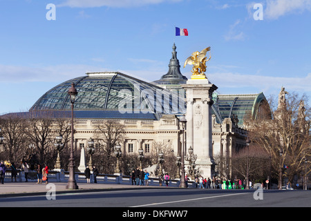 Brücke Pont Alexandre III und Grand Palais, Paris, Île-de-France, Frankreich, Europa Stockfoto