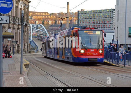 Sheffield England Uk Straßenbahnen Stockfoto