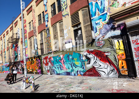 Fünf Pointz war ein Magnet für bekannte Graffiti-Künstler, Long Island City, Queens, New York City. November 2013 abgerissen. Stockfoto