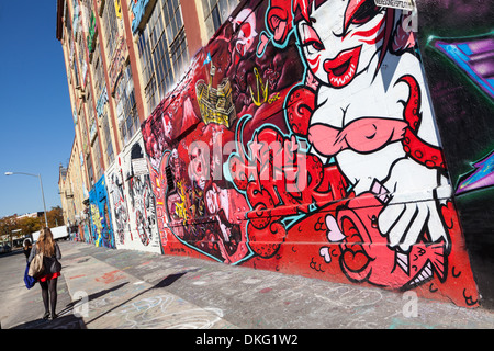 Fünf Pointz war ein Magnet für bekannte Graffiti-Künstler, Long Island City, Queens, New York City. November 2013 abgerissen. Stockfoto